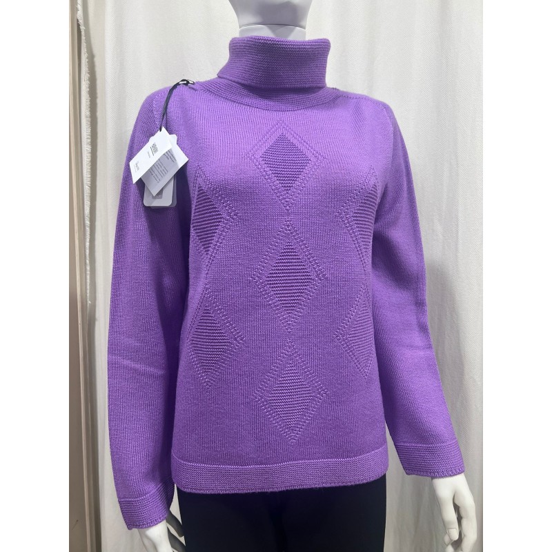 Pullover donna collo alto viola - Dieffe Tricot