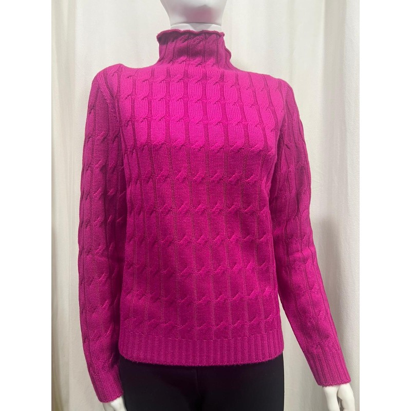 Maglione donna collo a imbuto fuxsia - Dieffe Tricot