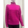 Women’s fuchsia funnel-neck sweater – Dieffe Tricot