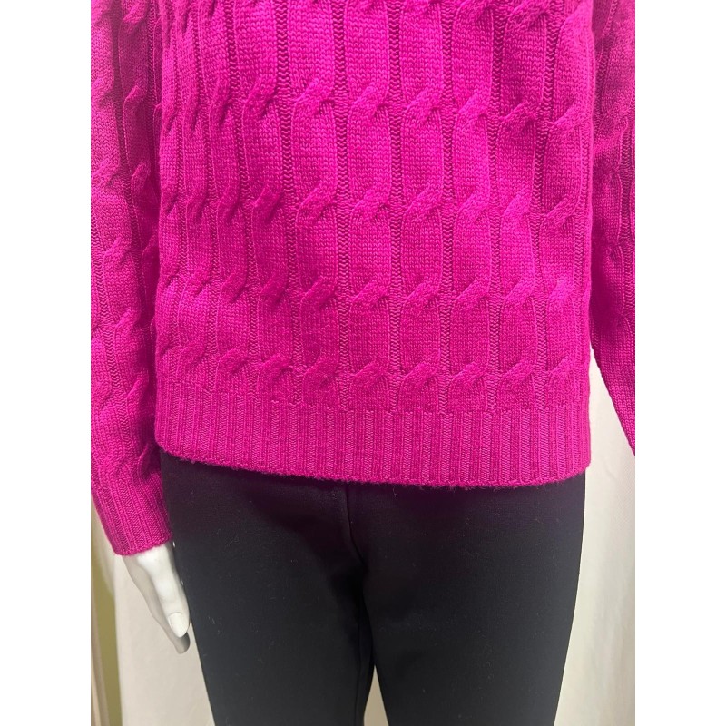 Women’s fuchsia funnel-neck sweater – Dieffe Tricot