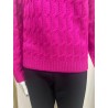 Women’s fuchsia funnel-neck sweater – Dieffe Tricot