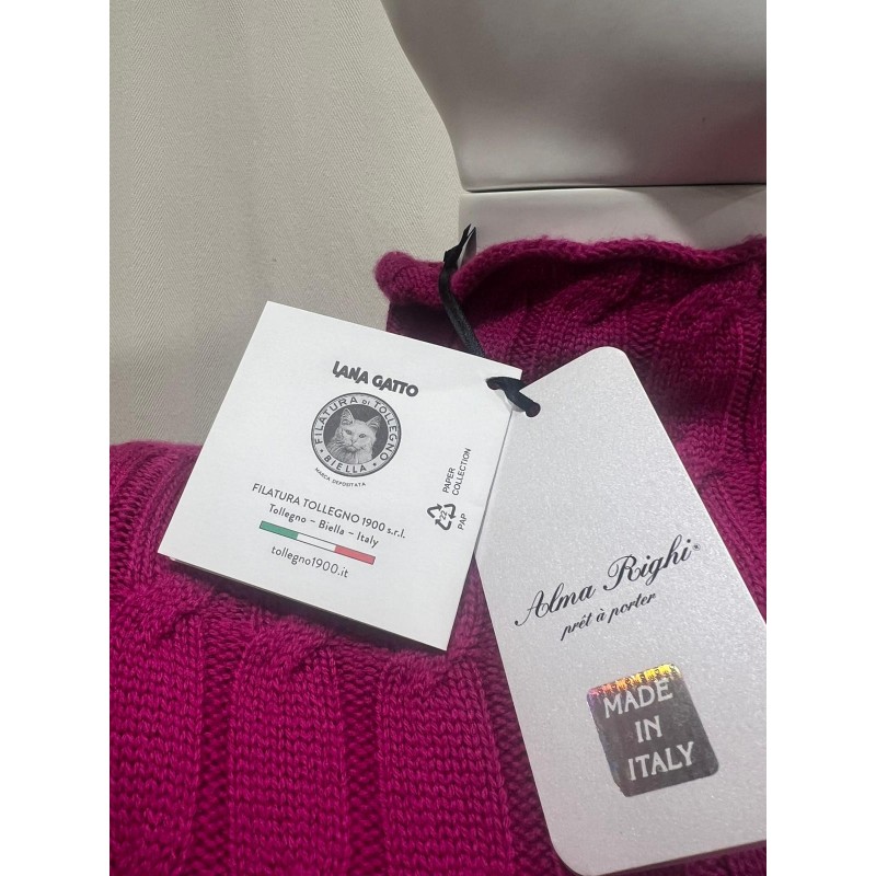 Maglione donna collo a imbuto fuxsia - Dieffe Tricot