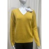 Maglione donna collo a V senape - Dieffe Tricot