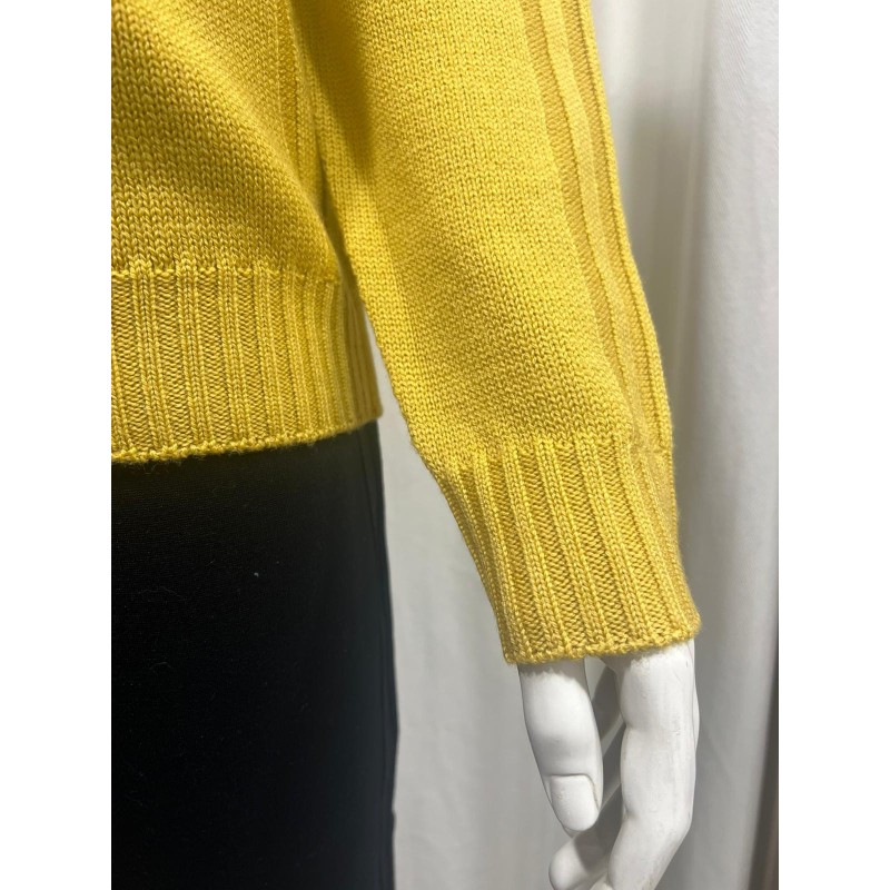 Maglione donna collo a V senape - Dieffe Tricot